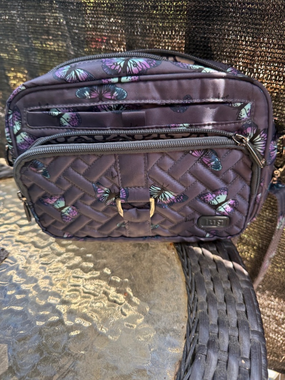lug Purple Quilted Butterfly Crossbody Bag